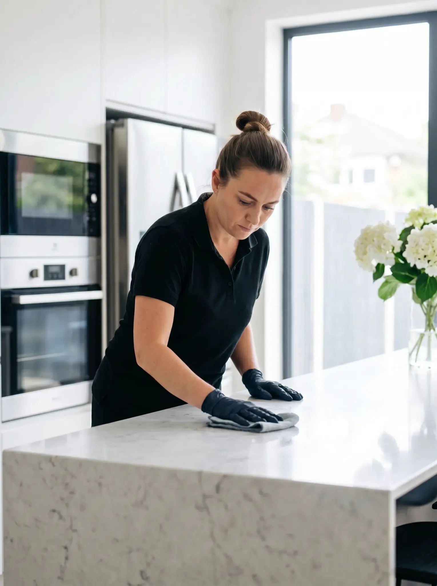 Professional cleaning team in action